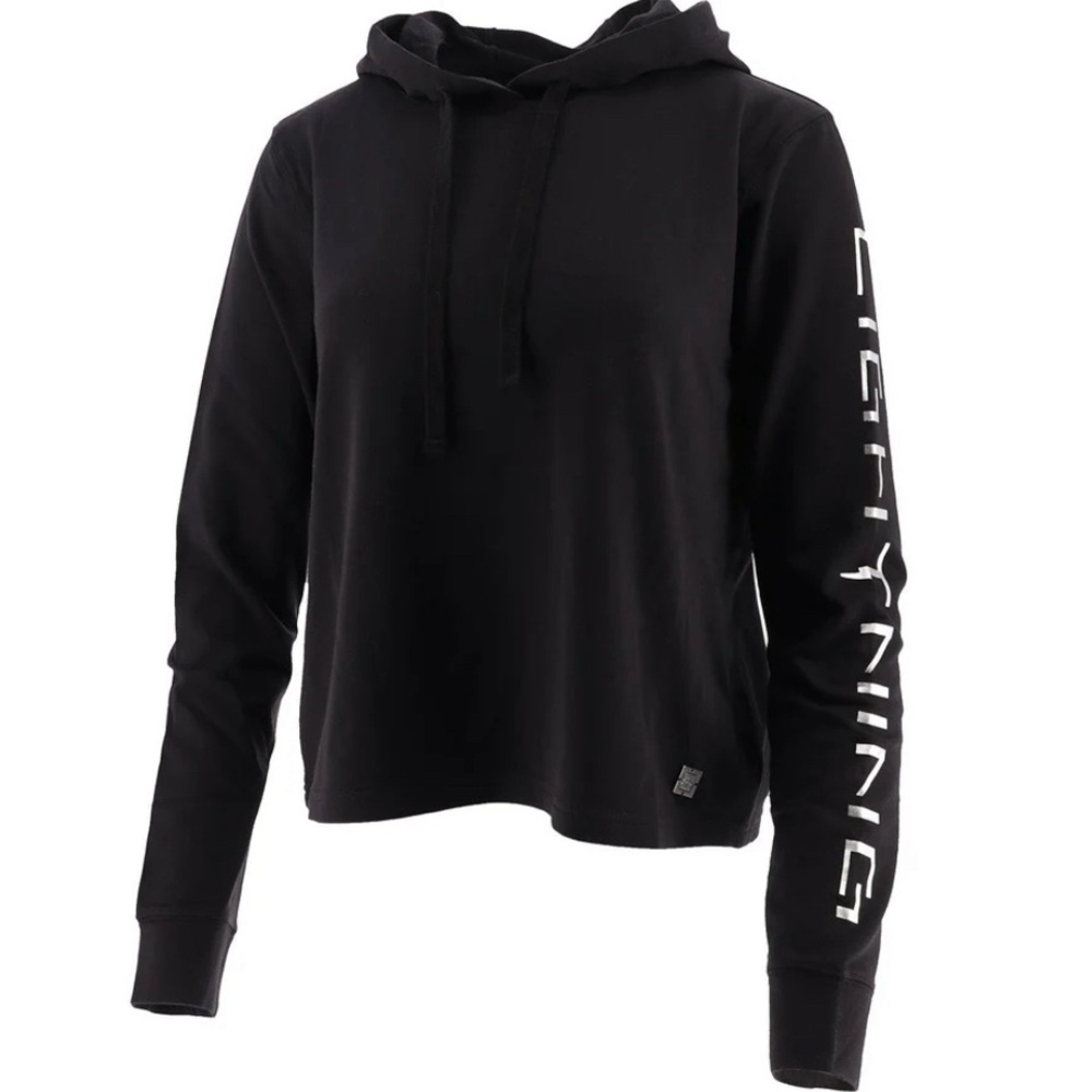 Ford F-150 Lightning Black Cropped  Hoodie with Sleeve Print